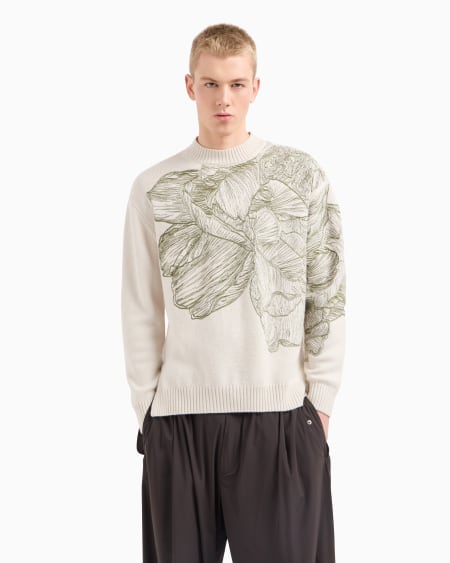 Armani Jersey de mezcla de alpaca con bordado de flor y libélula Descuento por venta flash