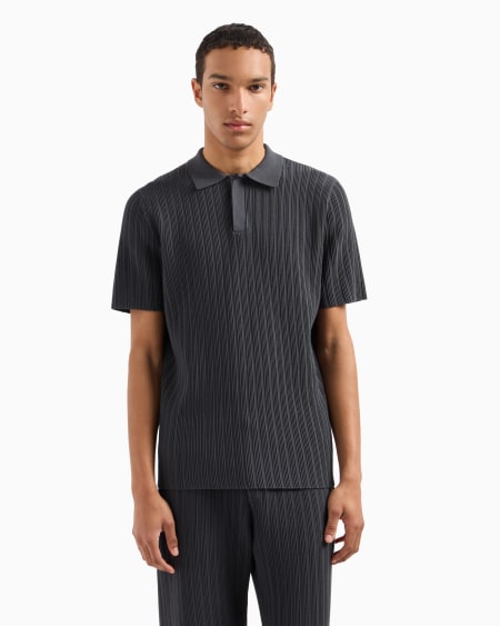 Armani Jersey con cuello polo de punto ottoman vertical de viscosa Icon Rebajas de fin de temporada