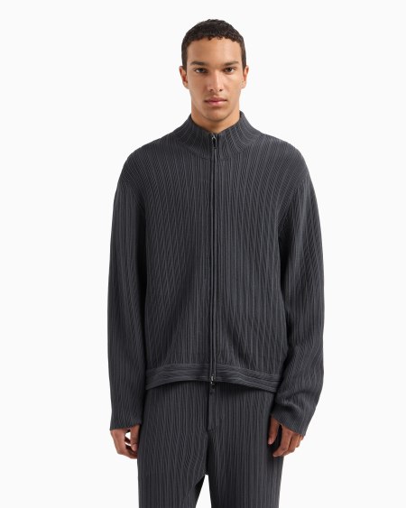 Armani Cárdigan con cremallera completa de punto ottoman vertical de viscosa Icon Devoluciones gratuitas