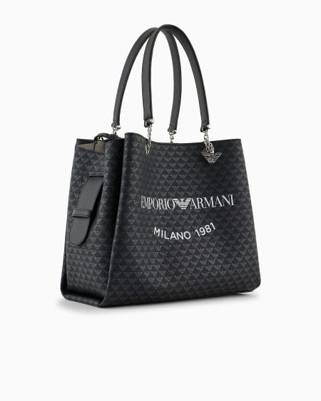 Armani Bolso shopper con motivo integral de águila y colgante de águila Tienda