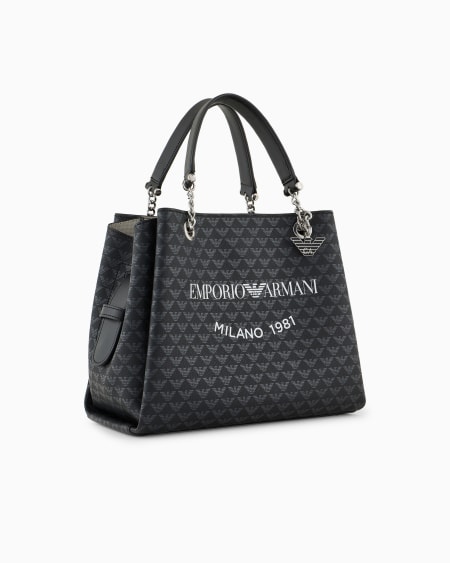 Armani Bolso de mano con águila integral y logotipo Milano 1981 estampado Tienda