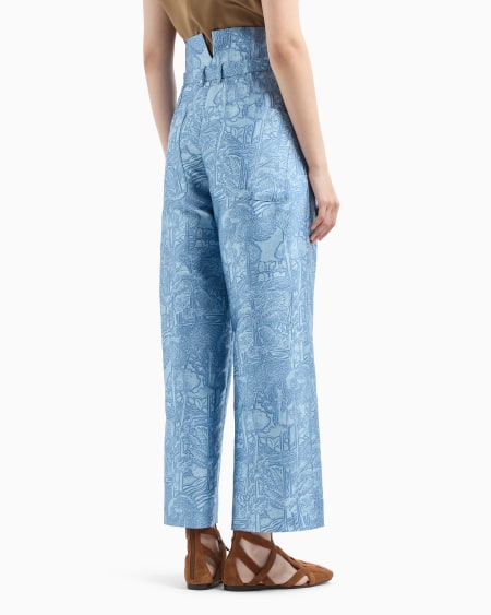 Armani Pantalones de cintura muy alta con elaboración integral en tejido jacquard Oferta exclusiva