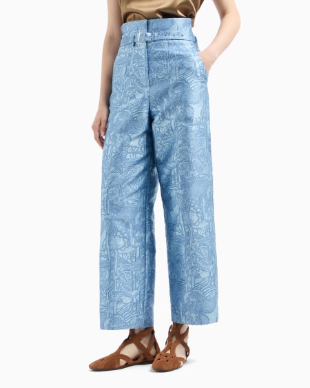 Armani Pantalones de cintura muy alta con elaboración integral en tejido jacquard Oferta exclusiva