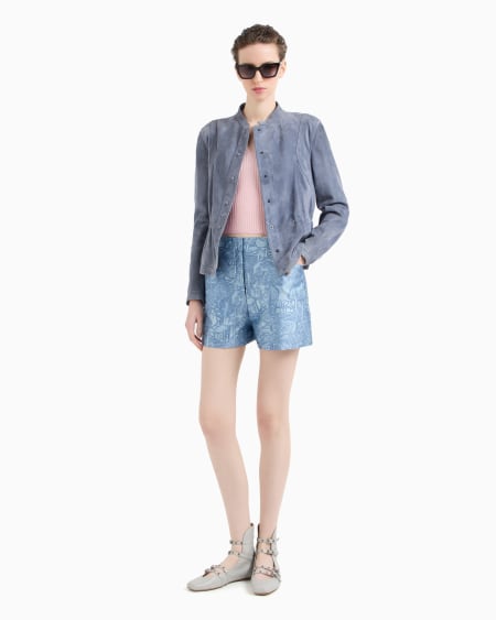 Armani Pantalones cortos de tejido jacquard con motivo exótico Última moda
