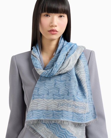 Armani Estola en mezcla de modal y tejido jacquard con chevrón abstracto Descuento por venta flash