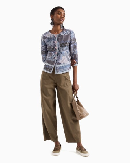 Armani Pantalones de pernera ancha de algodón esmerilado elástico Ofertas especiales