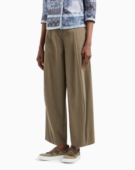 Armani Pantalones de pernera ancha de algodón esmerilado elástico Ofertas especiales