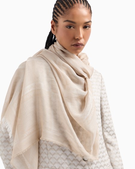 Armani Estola en mezcla de modal cepillado con logotipo integral en tejido jacquard Rebajas de fin de temporada