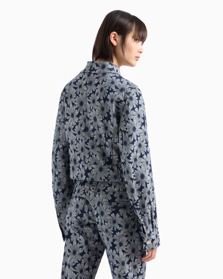 Armani Chaqueta de denim con motivo integral de margaritas en tejido jacquard cápsula Peace ASV Outlet