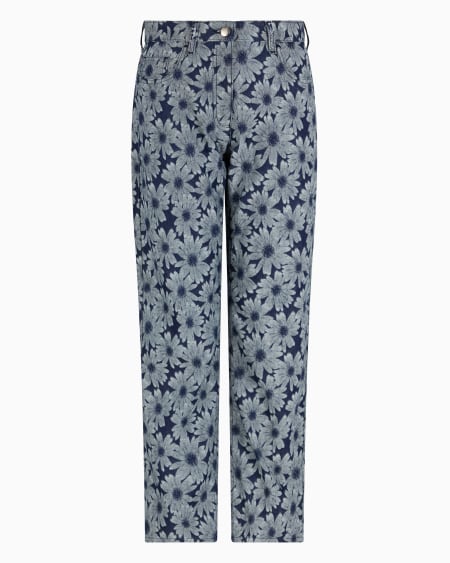 Armani Vaqueros de denim con motivo integral de margaritas en tejido jacquard cápsula Peace ASV Outlet online