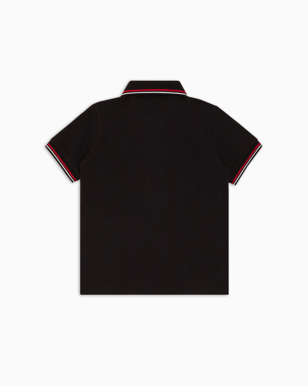 Armani Polo de piqué elástico con bordes a rayas ÚLTIMAS EDICIONES