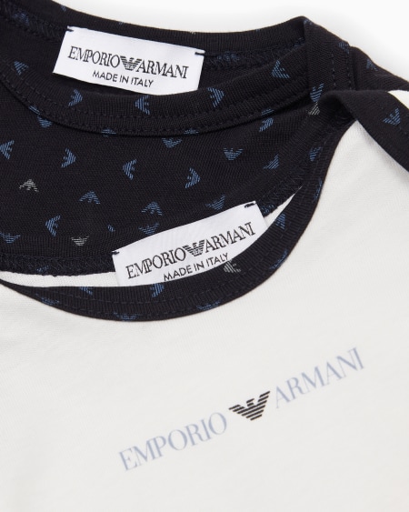 Armani Conjunto para regalo con dos bodis con motivo integral de águila con efecto óptico Descuentos del mes