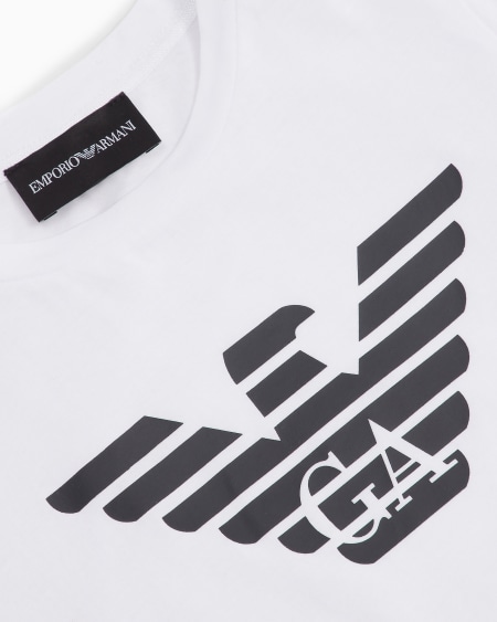 Armani Camiseta de punto de algodón pima con logotipo Ofertas de temporada