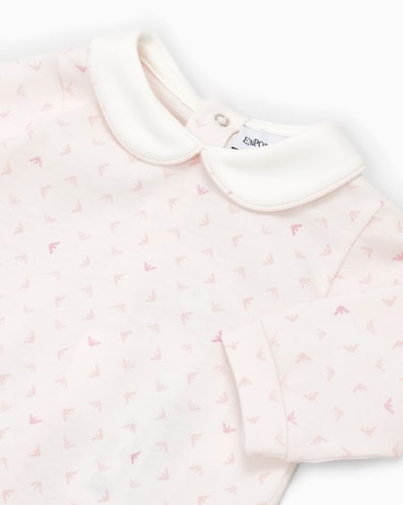 Armani Mono con cuello Claudine y motivo integral de águila con efecto óptico 2025