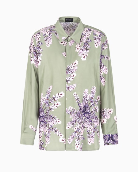 Armani Camisa de viscosa fluida con estampado floral Rebajas baratas