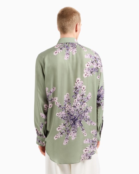 Armani Camisa de viscosa fluida con estampado floral Rebajas baratas