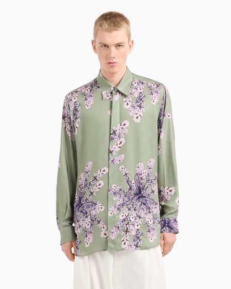 Armani Camisa de viscosa fluida con estampado floral Rebajas baratas