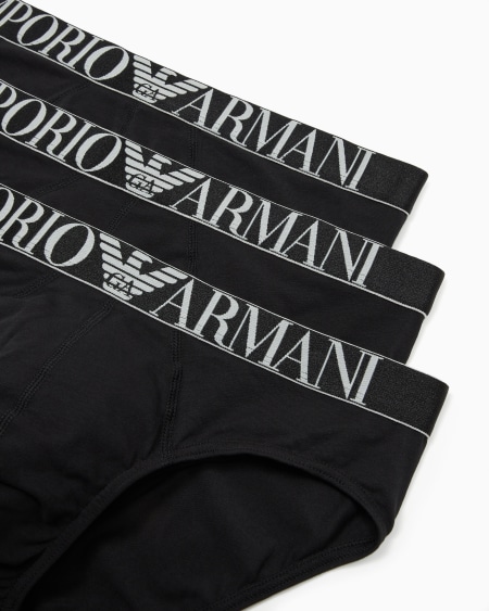 Armani Paquete de tres calzoncillos slip de algodón orgánico con banda con logotipo brillante ASV Los más vendidos