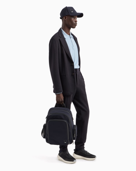 Armani Blazer de abotonadura sencilla en punto gofre Travel Essential Oferta especial
