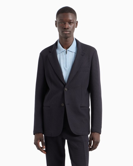Armani Blazer de abotonadura sencilla en punto gofre Travel Essential Oferta especial