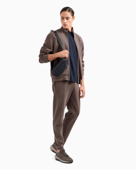 Armani Sudadera de punto gofre con cremallera completa Travel Essential Oferta especial de fábrica