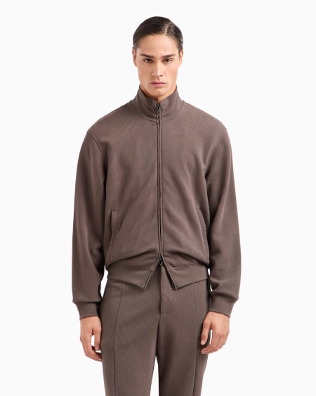 Armani Sudadera de punto gofre con cremallera completa Travel Essential Oferta especial de fábrica