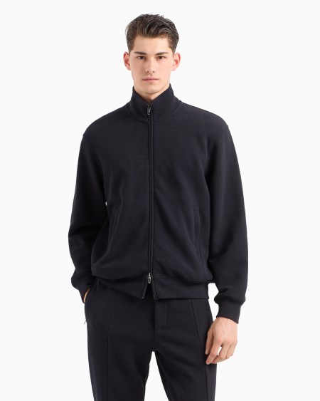 Armani Sudadera de punto gofre con cremallera completa Travel Essential Tienda de fábrica