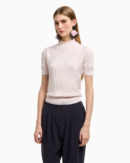 Armani Jersey con textura de canalé y punto jersey derecho y revés Grandes ahorros