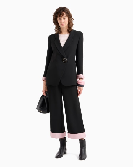 Armani Pantalones cropped de crepé de cady con vuelta Rebajas de fin de temporada
