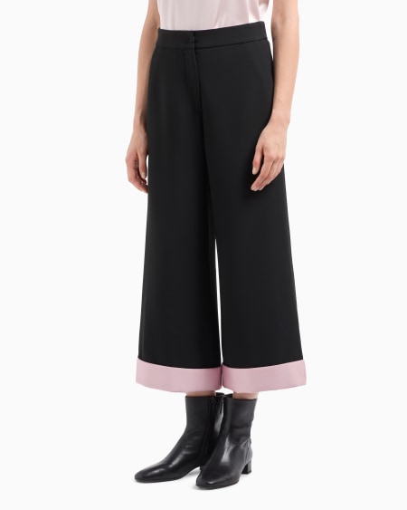 Armani Pantalones cropped de crepé de cady con vuelta Rebajas de fin de temporada