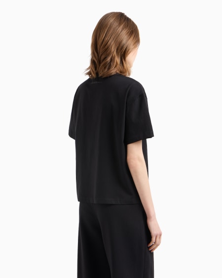 Armani Camiseta de punto de algodón con maxilogotipo de lúrex En oferta