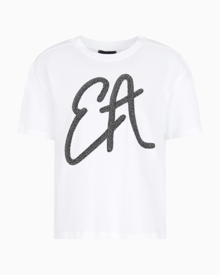 Armani Camiseta de punto de algodón con maxilogotipo de lúrex Tienda