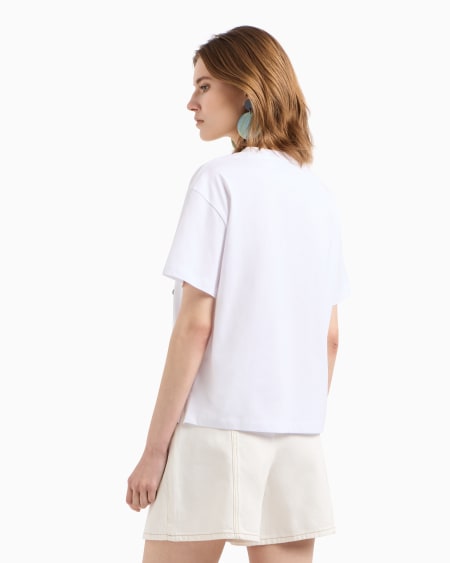 Armani Camiseta de punto de algodón con maxilogotipo de lúrex Tienda