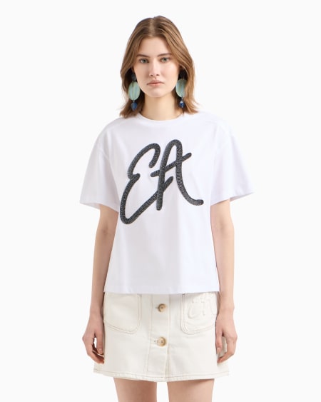 Armani Camiseta de punto de algodón con maxilogotipo de lúrex Tienda