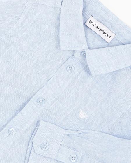 Armani Camisa de lino con bordado de águila Grandes ahorros