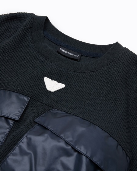 Armani Sudadera de cuello redondo en punto orgánico gofrado ASV Precio ultrabajo
