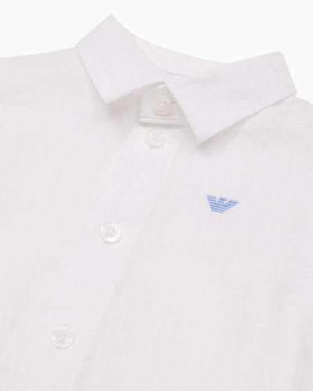 Armani Camisa de lino con bordado de águila Los más vendidos
