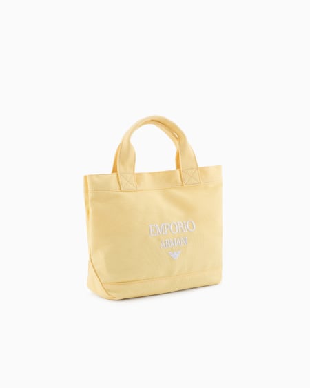 Armani Bolso shopper de lona con logotipo bordado Descuento