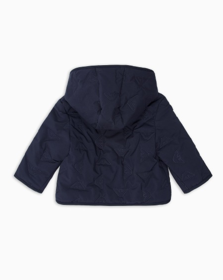 Armani Cazadora de nailon con capucha y micromotivo integral de águilas efecto acolchado Tienda