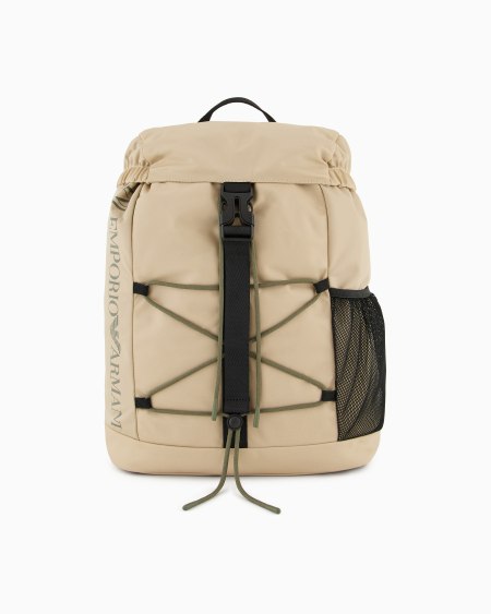 Armani Mochila de nailon con cincha y detalle de cuerda cruzada