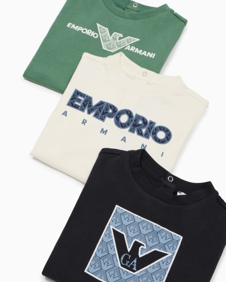 Armani Paquete de tres camisetas de punto con logotipo gráfico estampado Últimos 3 días