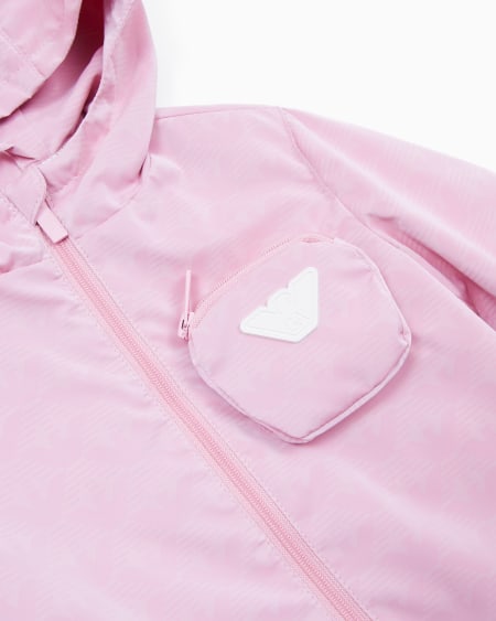 Armani Chaqueta de nailon con capucha y motivo integral de águila Precio de fábrica