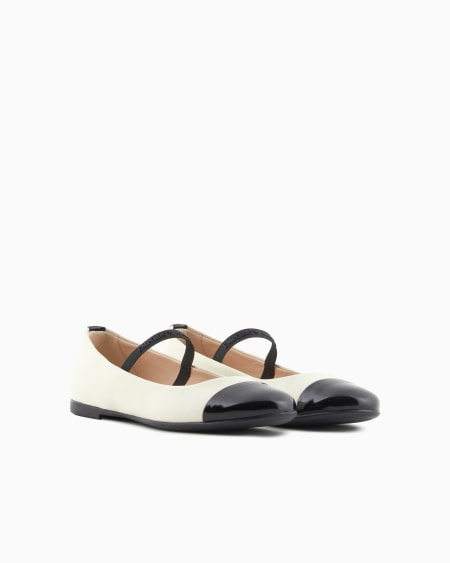 Armani Bailarinas de napa con punta de charol Oferta especial de fábrica