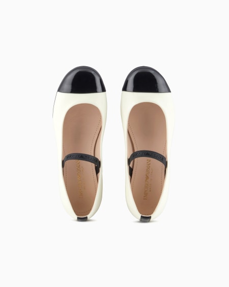 Armani Bailarinas de napa con punta de charol Oferta especial de fábrica