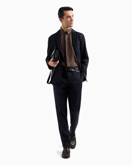 Armani Pantalones chinos de sarga ligera de mezcla de lana virgen Grandes descuentos
