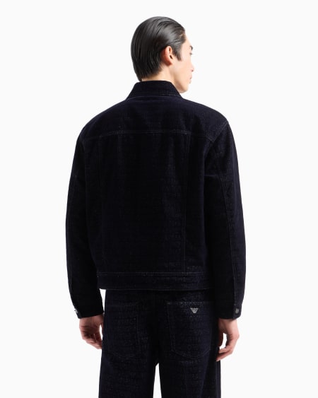 Armani Chaqueta de denim con logotipo flocado de letras integral Liquidación