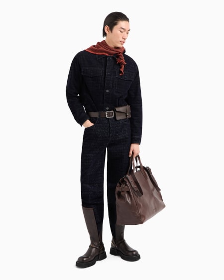 Armani Vaqueros J74 de corte holgado de denim con inscripción integral de logotipo flocado Envío internacional gratuito