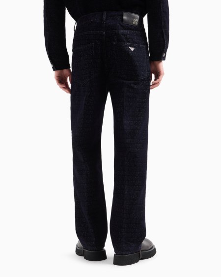Armani Vaqueros J74 de corte holgado de denim con inscripción integral de logotipo flocado Envío internacional gratuito