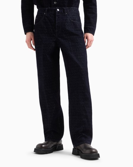 Armani Vaqueros J74 de corte holgado de denim con inscripción integral de logotipo flocado Envío internacional gratuito