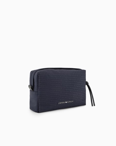 Armani Bolso de mano en nailon con inscripción integral de logotipo en tejido jacquard Última moda